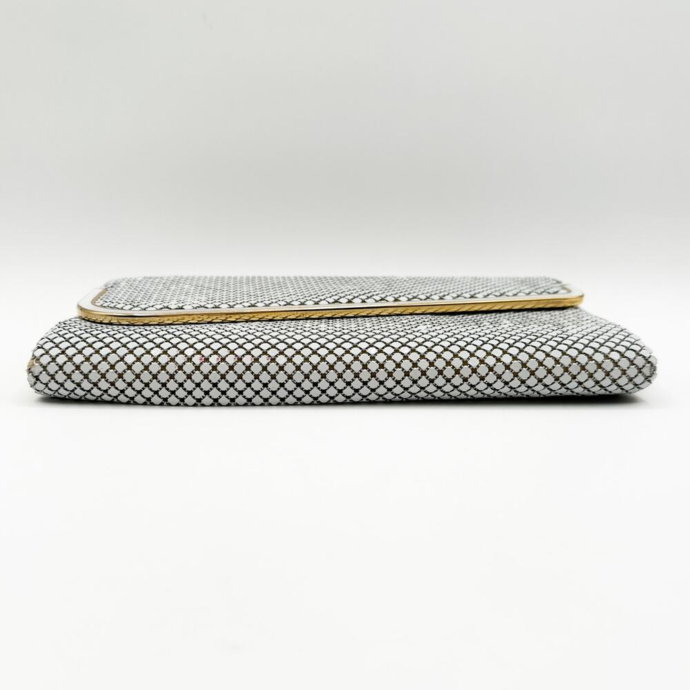 Vintage 60s-70s White Metal Mesh Evening Clutch Crossbody Purse Italian - Picture 12 of 13